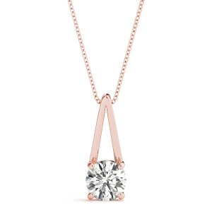 Richardine Lab-Created Diamond Rose Gold 4 Prong Solitaire Pendant Necklace
