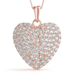 Vella Lab-Created Diamond Rose Gold Pave Set Heart Necklace