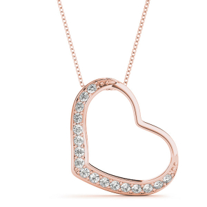 Jessy Lab-Created Diamond Rose Gold Pave Set Heart Necklace