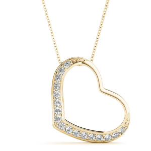 Jessy Lab-Created Diamond Yellow Gold Pave Set Heart Necklace