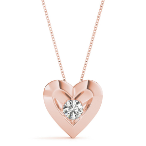 Richolda Natural Diamond Rose Gold Bezel Set Solitaire Pendant Necklace