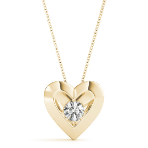 Richolda Natural Diamond Yellow Gold Bezel Set Solitaire Pendant Necklace