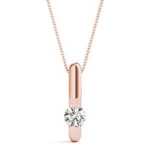 Ricula Natural Diamond Rose Gold Channel Set Solitaire Pendant Necklace