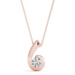 Rikilda Natural Diamond Rose Gold Semi Bezel Solitaire Pendant Necklace