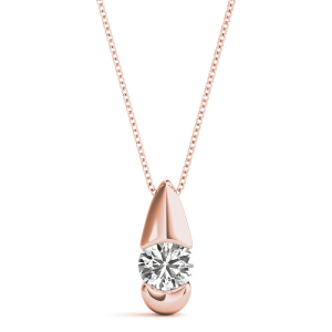 Rikilde Natural Diamond Rose Gold Semi Bezel Solitaire Pendant Necklace