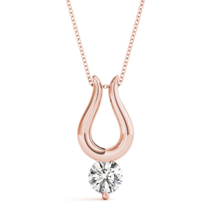 Rili Natural Diamond Rose Gold Prong Set Solitaire Pendant Necklace