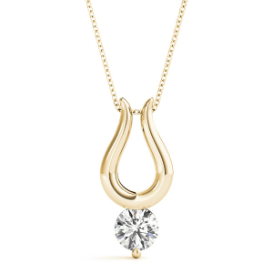 Rili Natural Diamond Yellow Gold Prong Set Solitaire Pendant Necklace