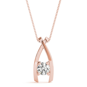 Riliegh Natural Diamond Rose Gold 4 Prong Solitaire Pendant Necklace