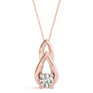 Rille Lab-Created Diamond Rose Gold 4 Prong Solitaire Pendant Necklace