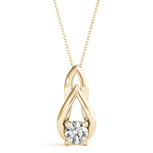 Rille Lab-Created Diamond Yellow Gold 4 Prong Solitaire Pendant Necklace