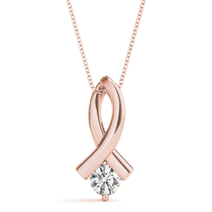 Rilletta Natural Diamond Rose Gold Prong Set Solitaire Pendant Necklace