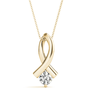 Rilletta Natural Diamond Yellow Gold Prong Set Solitaire Pendant Necklace