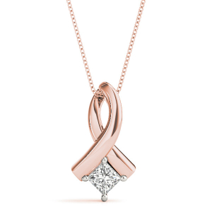 Rinselet Natural Diamond Rose Gold 4 Prong  Necklace