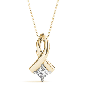 Rinselet Natural Diamond Yellow Gold 4 Prong  Necklace