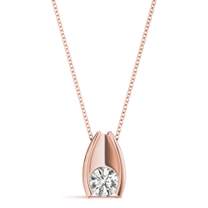 Rionne Natural Diamond Rose Gold Semi Bezel Solitaire Pendant Necklace