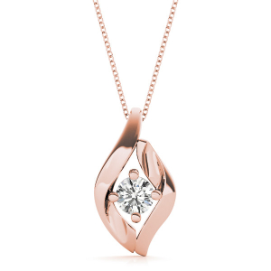 Risica Natural Diamond Rose Gold 4 Prong Solitaire Pendant Necklace