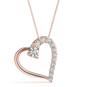Saina Lab-Created Diamond Rose Gold 4 Prong Heart Necklace