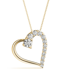 Saina Lab-Created Diamond Yellow Gold 4 Prong Heart Necklace