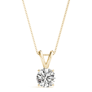 Roase Lab-Created Diamond Yellow Gold 4 Prong Solitaire Pendant Necklace