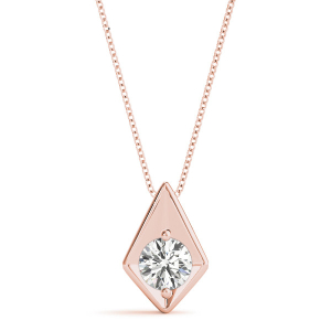 Robee Natural Diamond Rose Gold 2 Prong Solitaire Pendant Necklace