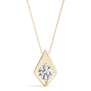 Robee Natural Diamond Yellow Gold 2 Prong Solitaire Pendant Necklace