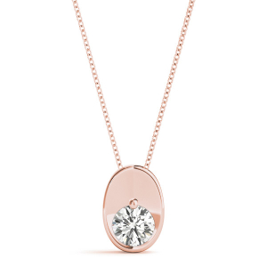 Robene Natural Diamond Rose Gold Prong Set Solitaire Pendant Necklace