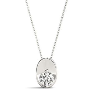Robene Natural Diamond Round cut Prong Set  Solitaire Pendant Necklace