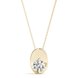 Robene Natural Diamond Yellow Gold Prong Set Solitaire Pendant Necklace
