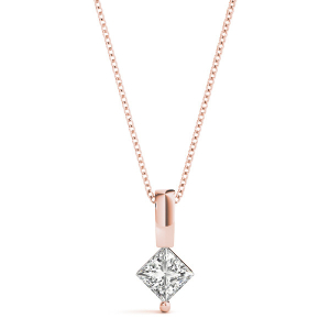 Robenia Natural Diamond Rose Gold Prong Set Solitaire Pendant Necklace