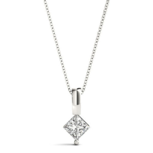 Robenia Natural Diamond Princess cut Prong Set  Solitaire Pendant Necklace