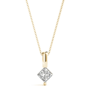 Robenia Natural Diamond Yellow Gold Prong Set Solitaire Pendant Necklace