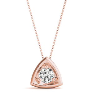 Roberlie Natural Diamond Rose Gold 3 Prong Solitaire Pendant Necklace