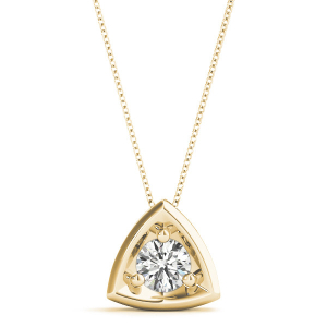 Roberlie Natural Diamond Yellow Gold 3 Prong Solitaire Pendant Necklace