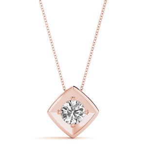 Robertia Natural Diamond Rose Gold 4 Claw Set Solitaire Pendant Necklace