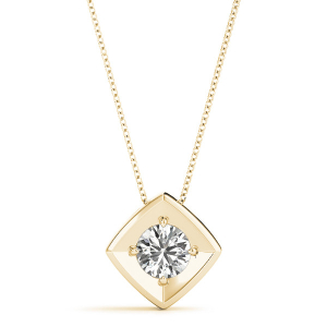 Robertia Natural Diamond Yellow Gold 4 Claw Set Solitaire Pendant Necklace