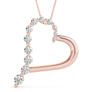 Tania Lab-Created Diamond Rose Gold Shared Prong Heart Necklace