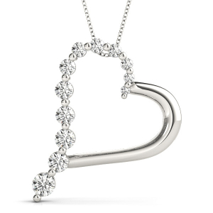 Tania Lab-Created Diamond Shared Prong Heart Necklace