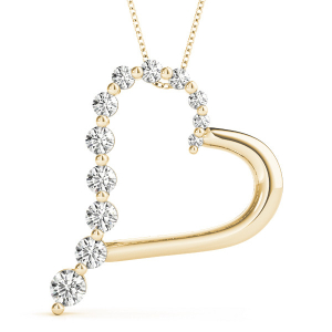 Tania Lab-Created Diamond Yellow Gold Shared Prong Heart Necklace