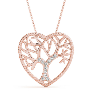 Arlin Lab-Created Diamond Rose Gold Shared Prong Heart Necklace
