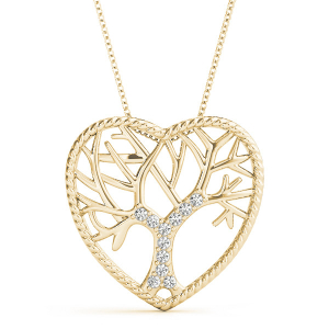 Arlin Lab-Created Diamond Yellow Gold Shared Prong Heart Necklace