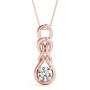 Robinia Natural Diamond Rose Gold 4 Prong Solitaire Pendant Necklace