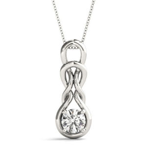 Robinia Natural Diamond Round cut 4 Prong  Solitaire Pendant Necklace