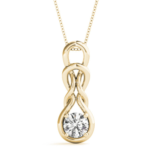 Robinia Natural Diamond Yellow Gold 4 Prong Solitaire Pendant Necklace