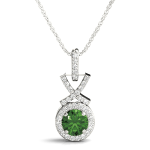 Veruca 0.25 - 3.00 Carat Emerald Round cut 4 Prong  Halo Pendant Necklace