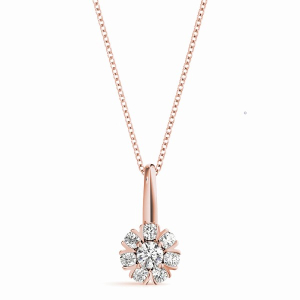 Tarin Natural Diamond Rose Gold 4 Prong Cluster Pendant Necklace