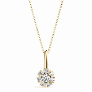 Tarin Natural Diamond Yellow Gold 4 Prong Cluster Pendant Necklace
