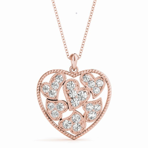 Lizzy Lab-Created Diamond Rose Gold 4 Prong Heart Necklace
