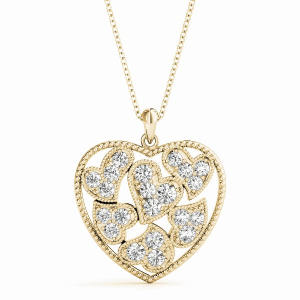 Lizzy Lab-Created Diamond Yellow Gold 4 Prong Heart Necklace
