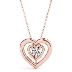 Rocelin Lab-Created Diamond Rose Gold 3 Prong Solitaire Pendant Necklace