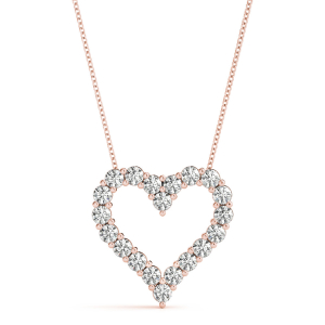 Shuly Lab-Created Diamond Rose Gold Shared Prong Heart Necklace
